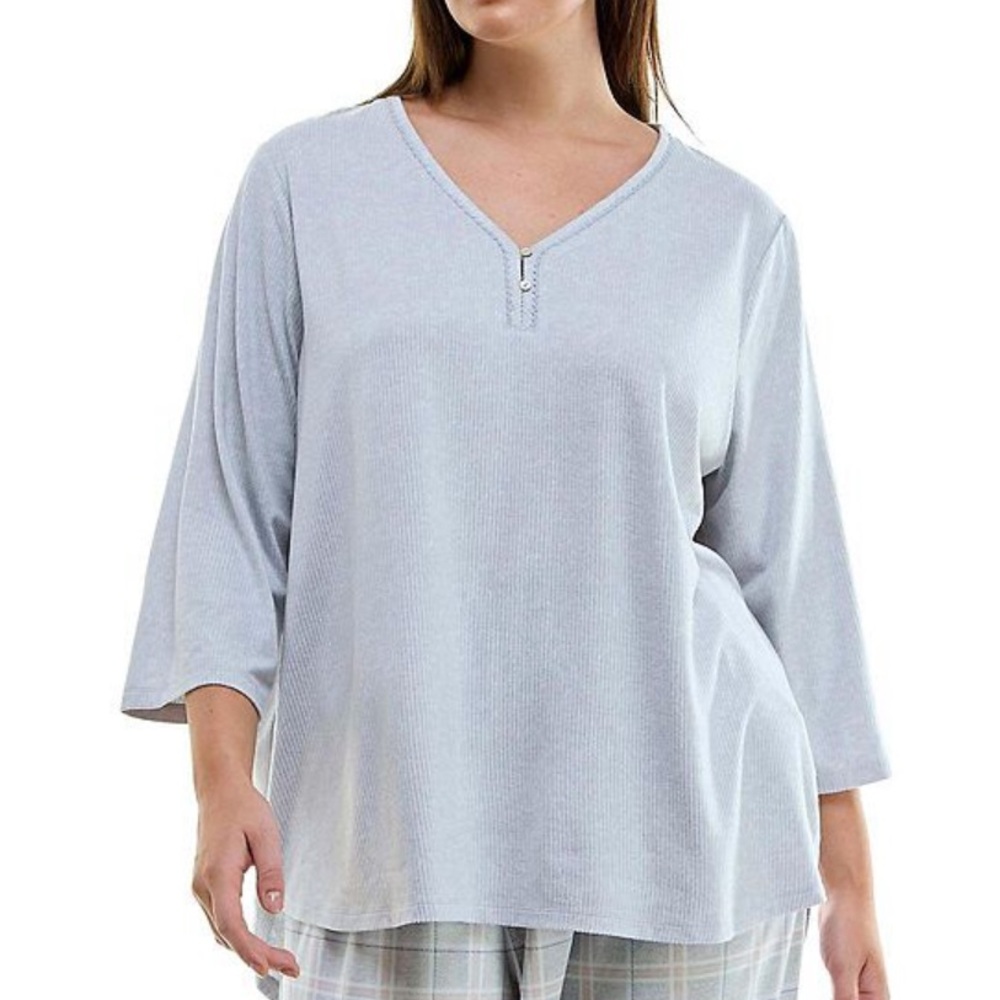 Croft and Barrow Light Blue Pajama Top 1X